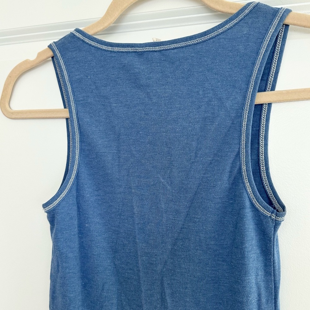 Blue Sleeveless Henley Tank Top - Layering Tank - Y2K Style - Picture 9 of 12